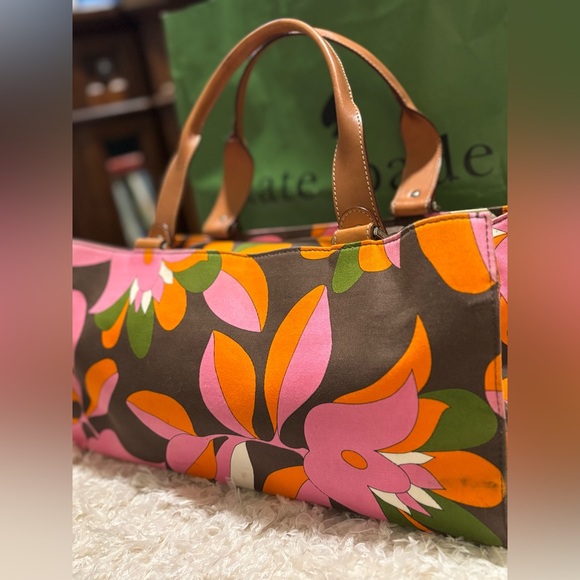Kate Spade Brown Canvas Tote with Floral Design - Picture 16 of 16